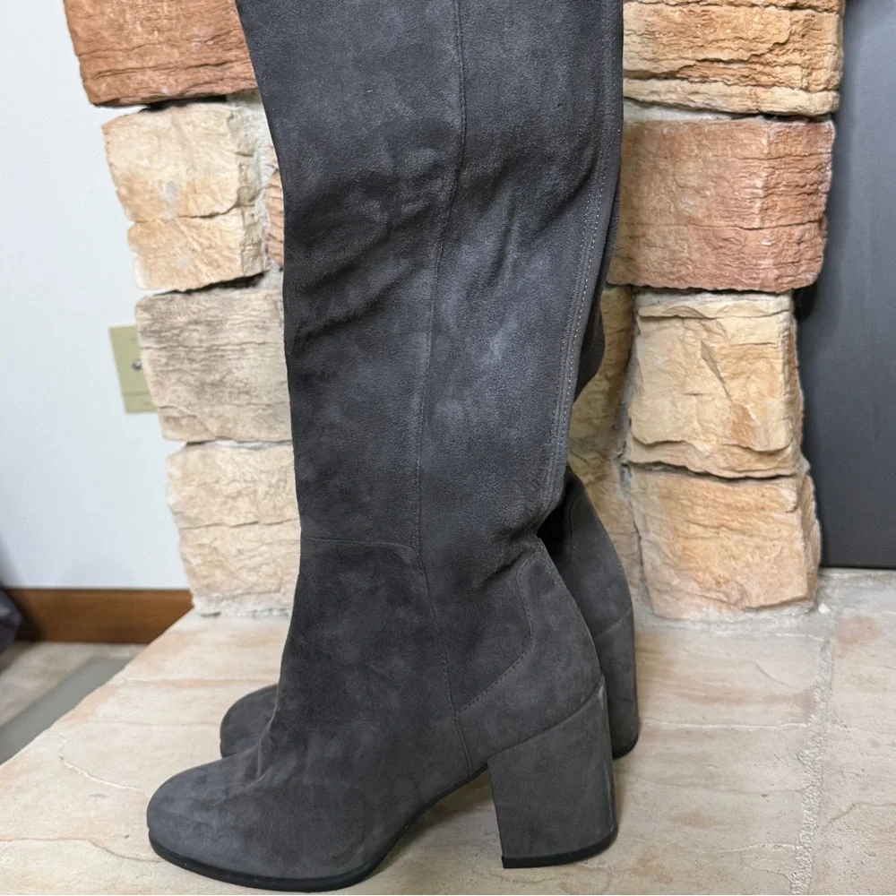 Stuart Weitzman‎ Alljack Over The Knee Boots Slate Gray Suede Sz 7.5M